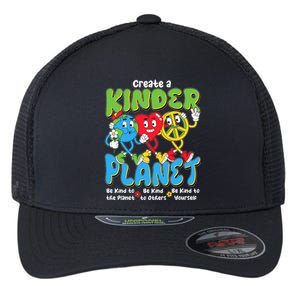 Earth Love Peace Create A Kinder Planet Earth Day Flexfit Unipanel Trucker Cap