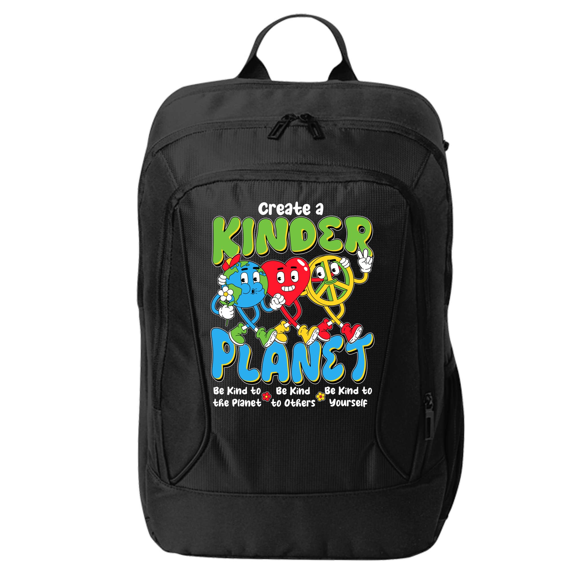 Earth Love Peace Create A Kinder Planet Earth Day City Backpack