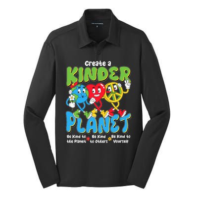 Earth Love Peace Create A Kinder Planet Earth Day Silk Touch Performance Long Sleeve Polo