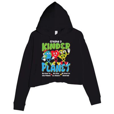 Earth Love Peace Create A Kinder Planet Earth Day Crop Fleece Hoodie