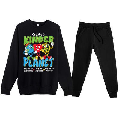 Earth Love Peace Create A Kinder Planet Earth Day Premium Crewneck Sweatsuit Set