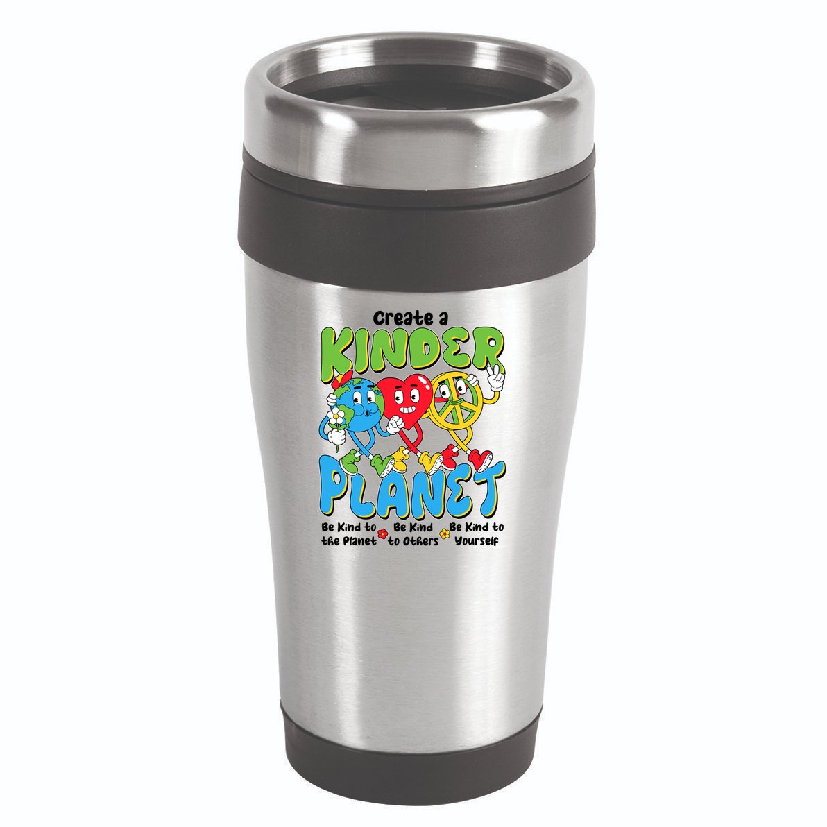 Earth Love Peace Create A Kinder Planet Earth Day 16oz Travel Tumbler