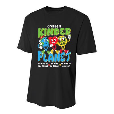 Earth Love Peace Create A Kinder Planet Earth Day Youth Performance Sprint T-Shirt