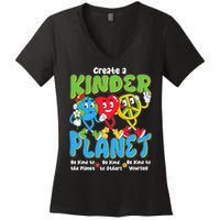 Earth Love Peace Create A Kinder Planet Earth Day Women's V-Neck T-Shirt