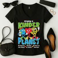Earth Love Peace Create A Kinder Planet Earth Day Women's V-Neck T-Shirt