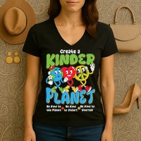 Earth Love Peace Create A Kinder Planet Earth Day Women's V-Neck T-Shirt