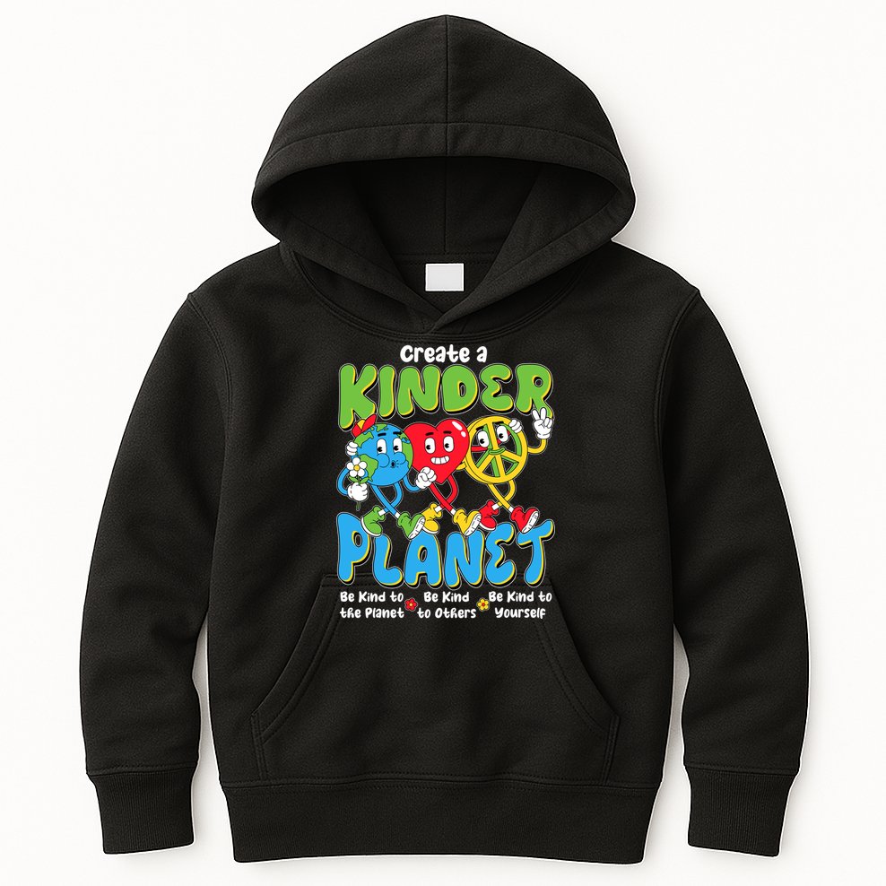 Earth Love Peace Create A Kinder Planet Earth Day Kids Hoodie