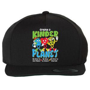 Earth Love Peace Create A Kinder Planet Earth Day Wool Snapback Cap