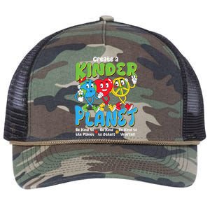 Earth Love Peace Create A Kinder Planet Earth Day Retro Rope Trucker Hat Cap