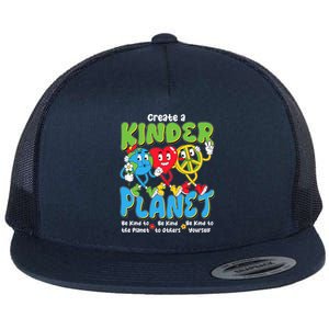 Earth Love Peace Create A Kinder Planet Earth Day Flat Bill Trucker Hat