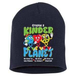 Earth Love Peace Create A Kinder Planet Earth Day Short Acrylic Beanie