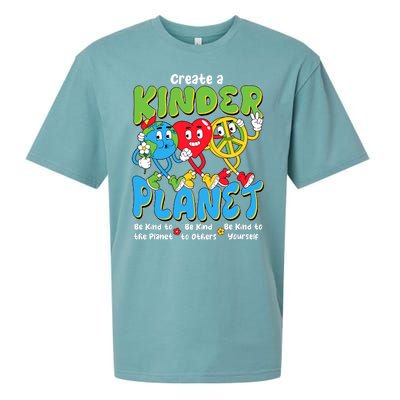 Earth Love Peace Create A Kinder Planet Earth Day Sueded Cloud Jersey T-Shirt