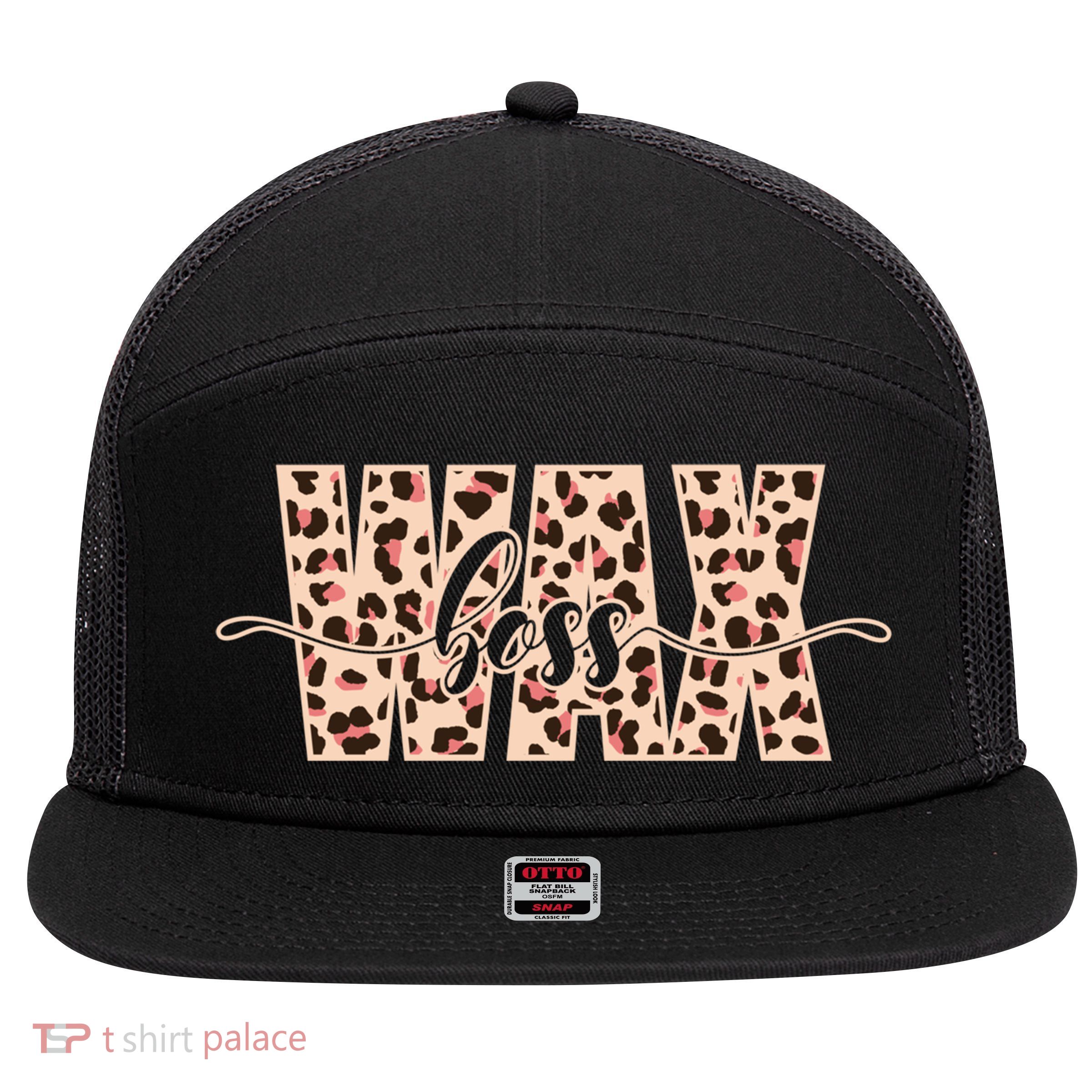 Esthetician Leopard Pattern Waxing Wax Boss Meaningful Gift 7 Panel Mesh Trucker Snapback Hat