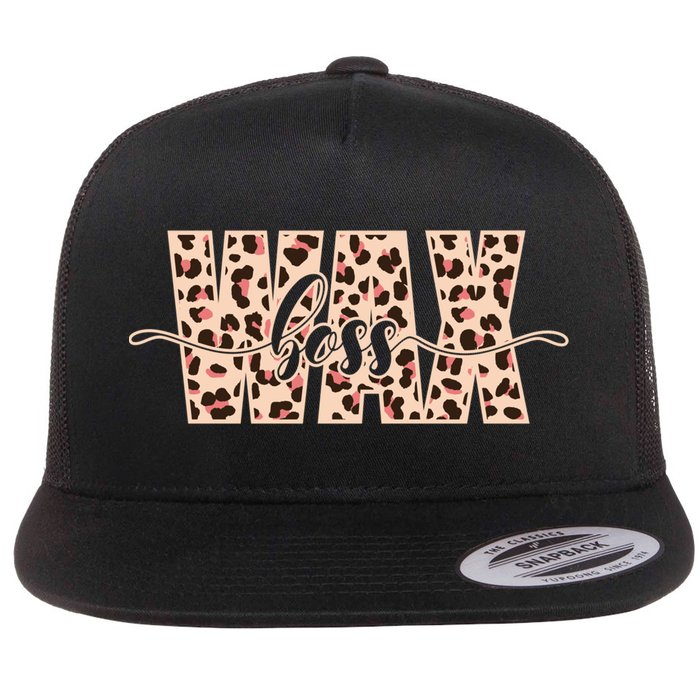Esthetician Leopard Pattern Waxing Wax Boss Meaningful Gift Flat Bill Trucker Hat