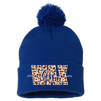 Esthetician Leopard Pattern Waxing Wax Boss Meaningful Gift Pom Pom 12in Knit Beanie