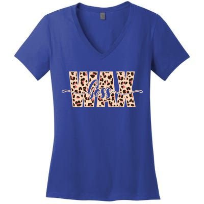 Esthetician Leopard Pattern Waxing Wax Boss Meaningful Gift Women's V-Neck T-Shirt