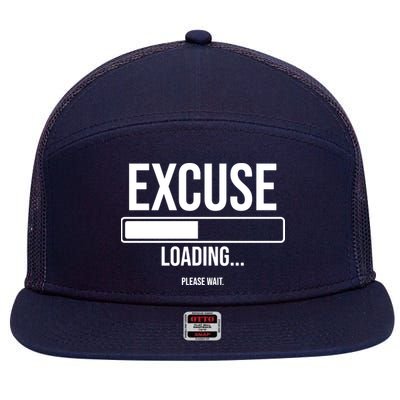 Excuse Loading Please Wait 7 Panel Mesh Trucker Snapback Hat