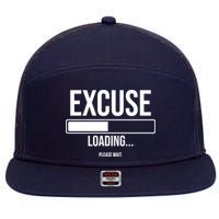 Excuse Loading Please Wait 7 Panel Mesh Trucker Snapback Hat