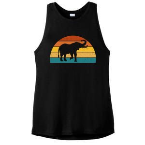 Elephant Lover Retro Sunset Ladies PosiCharge Tri-Blend Wicking Tank