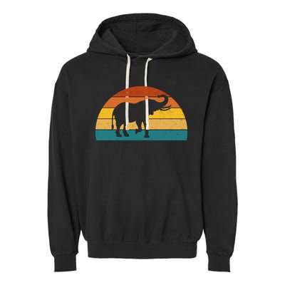 Elephant Lover Retro Sunset Garment-Dyed Fleece Hoodie