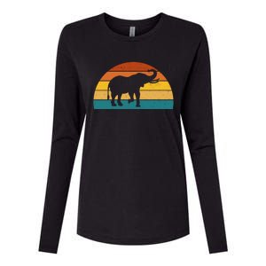 Elephant Lover Retro Sunset Womens Cotton Relaxed Long Sleeve T-Shirt