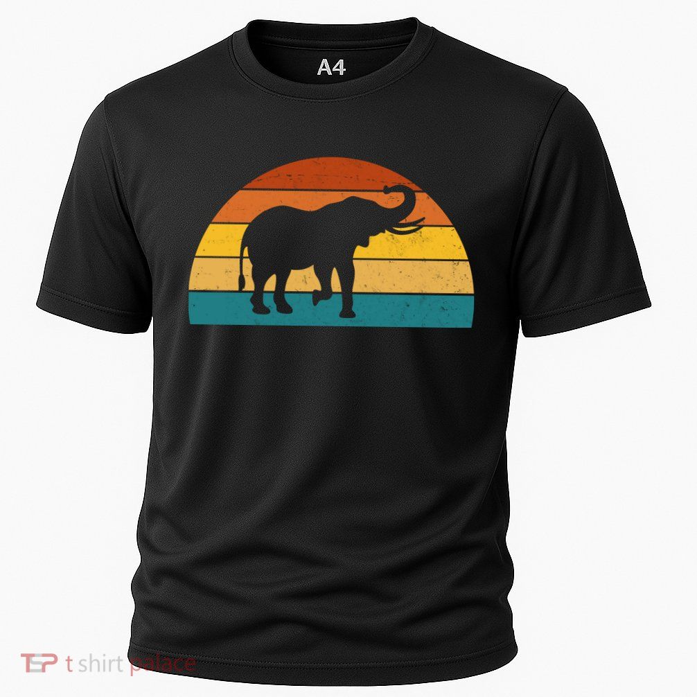 Elephant Lover Retro Sunset Cooling Performance Crew T-Shirt