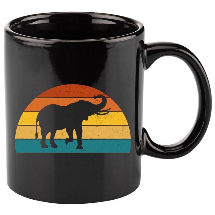 Elephant Lover Retro Sunset 11oz C Handle Ceramic Mug