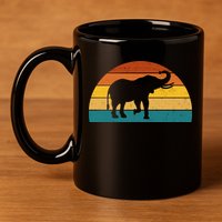 Elephant Lover Retro Sunset 11oz C Handle Ceramic Mug