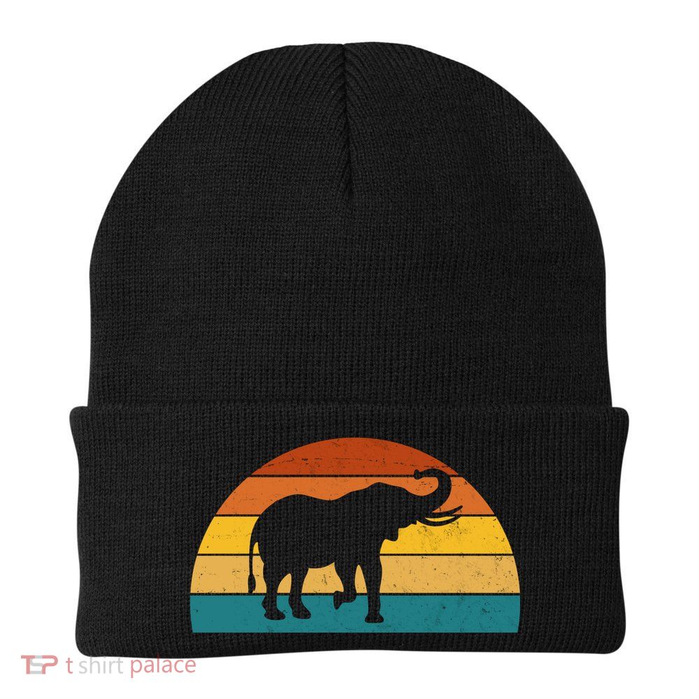 Elephant Lover Retro Sunset Beanie