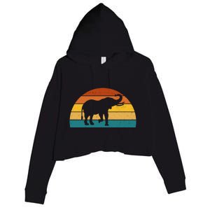 Elephant Lover Retro Sunset Crop Fleece Hoodie