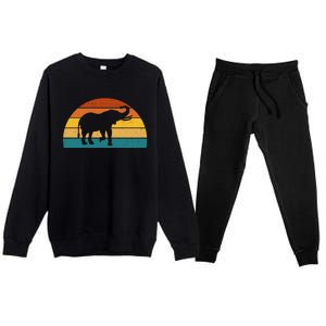 Elephant Lover Retro Sunset Premium Crewneck Sweatsuit Set