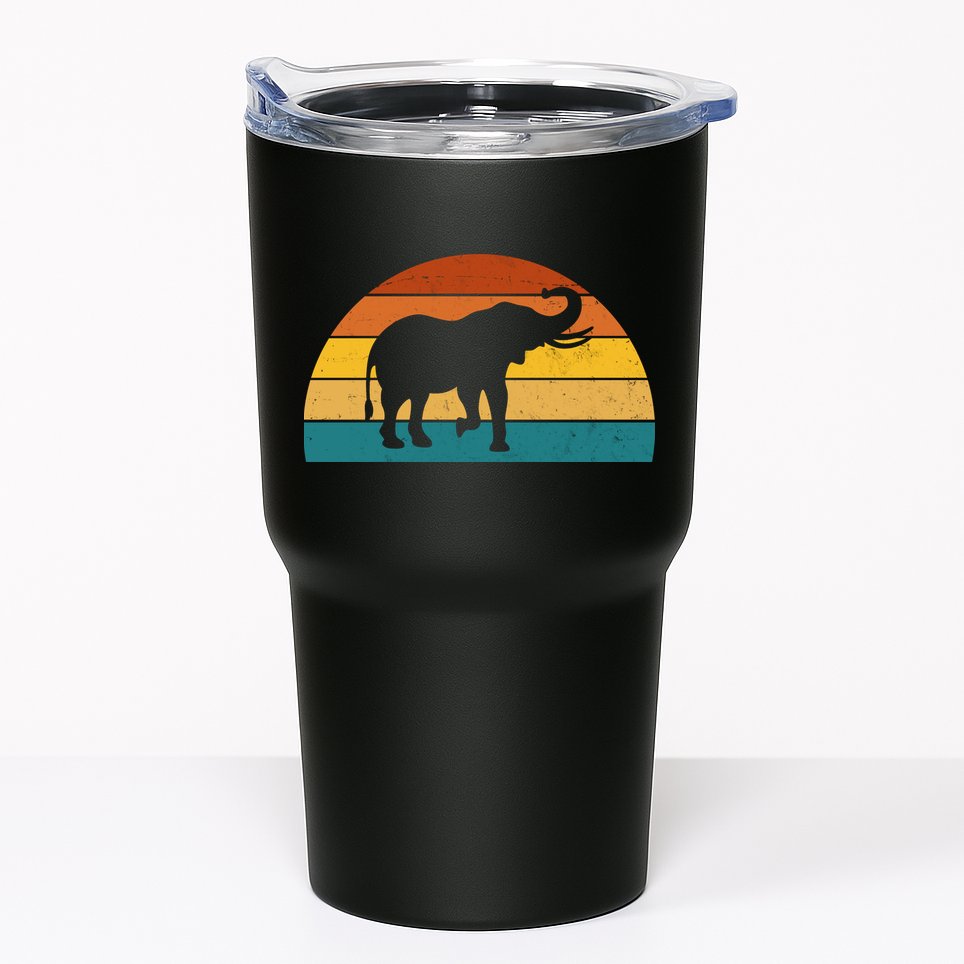 Elephant Lover Retro Sunset Tumbler