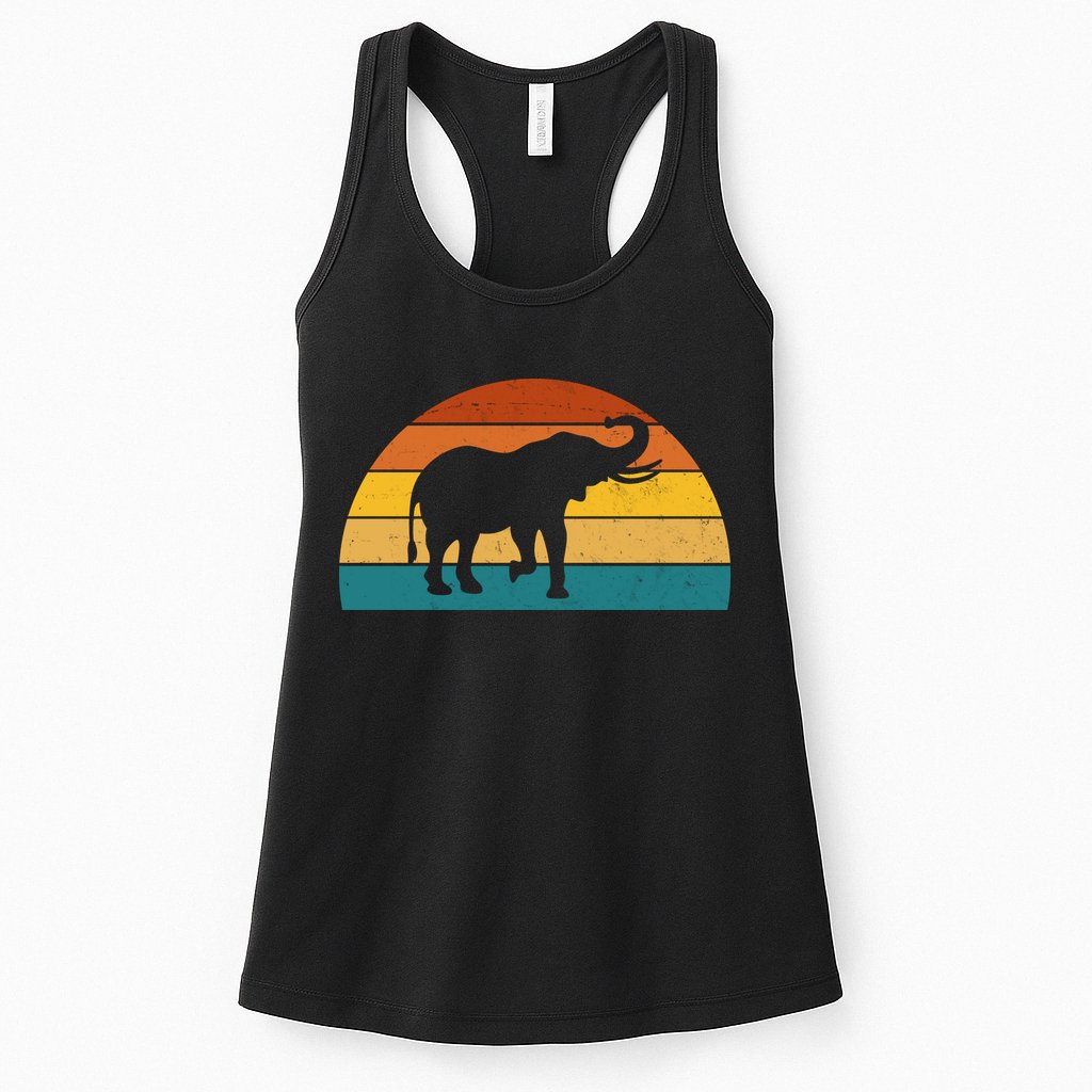 Elephant Lover Retro Sunset Womens Tank Top
