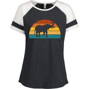 Elephant Lover Retro Sunset Enza Ladies Jersey Colorblock Tee