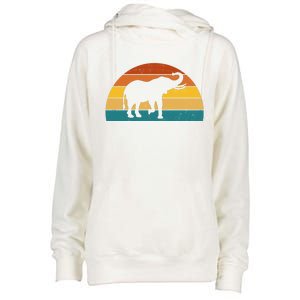 Elephant Lover Retro Sunset Womens Funnel Neck Pullover Hood