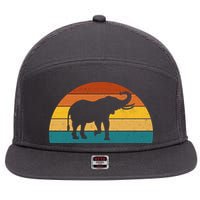 Elephant Lover Retro Sunset 7 Panel Mesh Trucker Snapback Hat