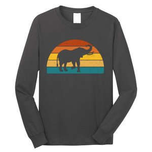 Elephant Lover Retro Sunset Long Sleeve Shirt