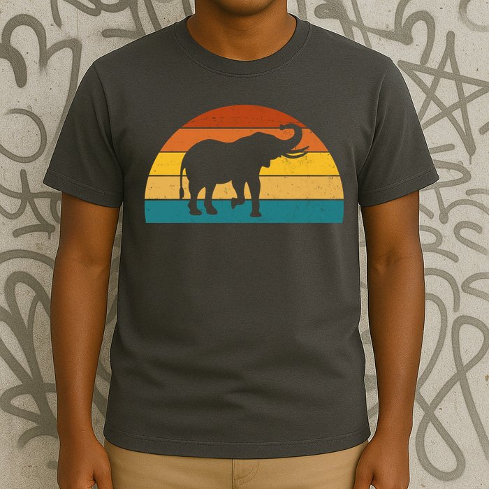 Elephant Lover Retro Sunset T-Shirt