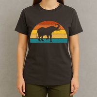 Elephant Lover Retro Sunset T-Shirt