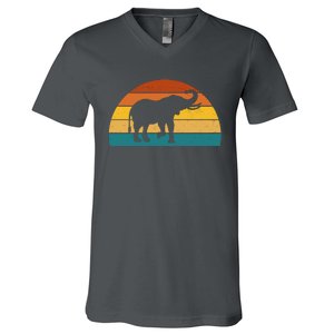 Elephant Lover Retro Sunset V-Neck T-Shirt