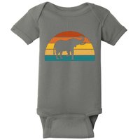 Elephant Lover Retro Sunset Baby Bodysuit