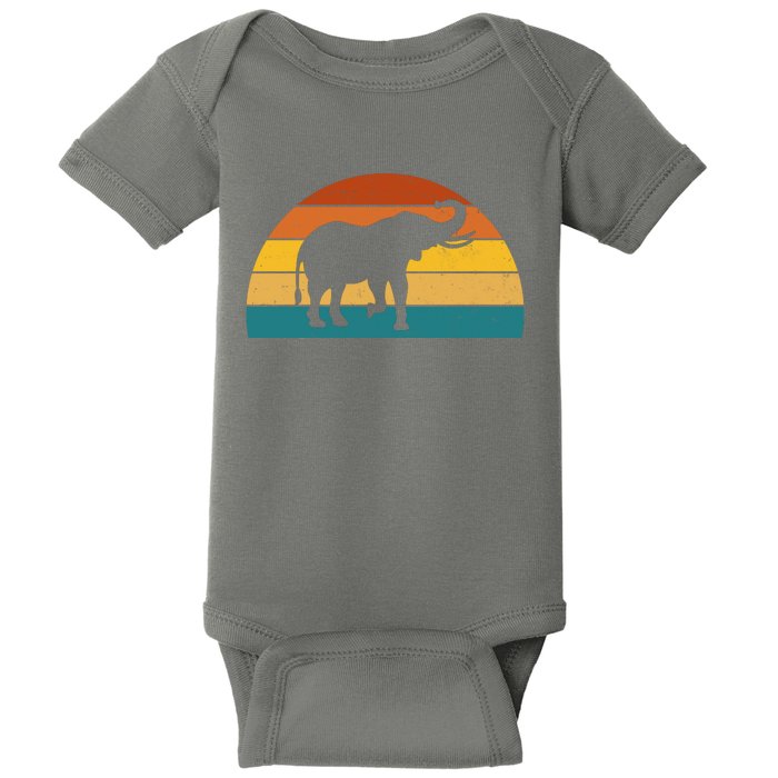 Elephant Lover Retro Sunset Baby Bodysuit