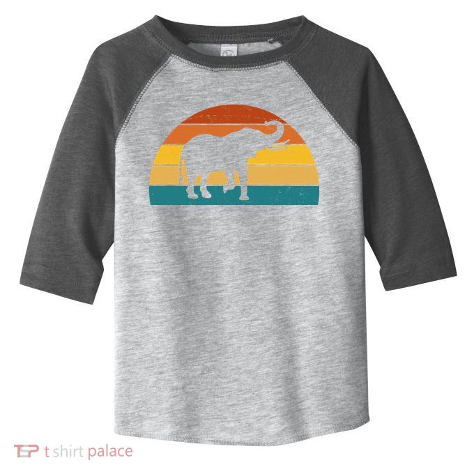 Elephant Lover Retro Sunset Toddler Fine Jersey T-Shirt