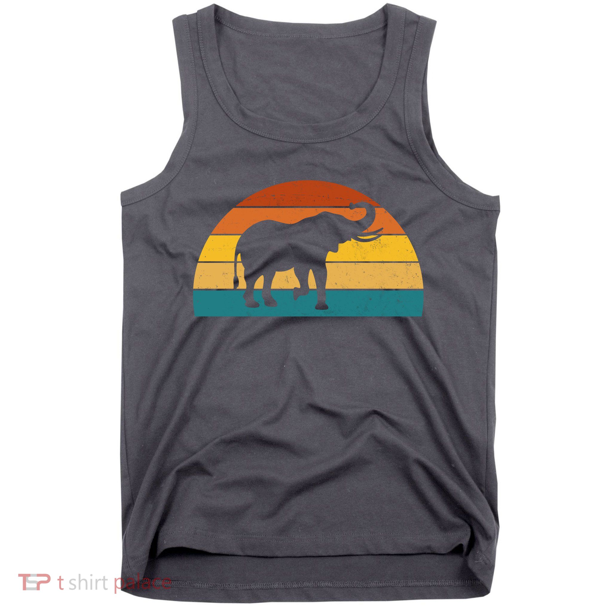 Elephant Lover Retro Sunset Tank Top