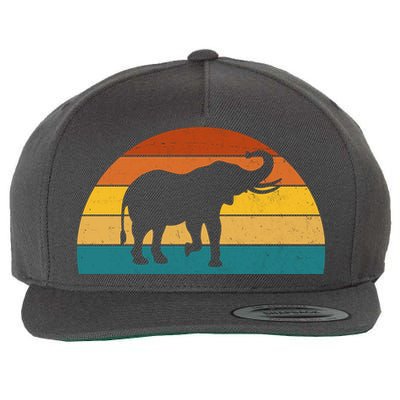 Elephant Lover Retro Sunset Wool Snapback Cap