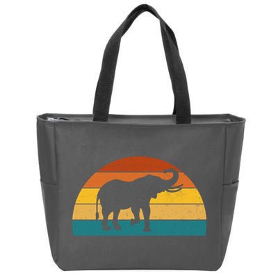 Elephant Lover Retro Sunset Zip Tote Bag