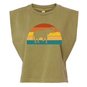 Elephant Lover Retro Sunset Garment-Dyed Women's Muscle Tee