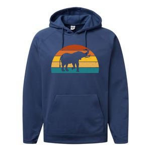 Elephant Lover Retro Sunset Performance Fleece Hoodie