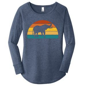 Elephant Lover Retro Sunset Women's Perfect Tri Tunic Long Sleeve Shirt