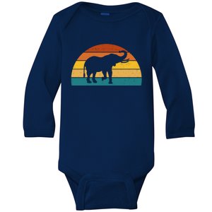 Elephant Lover Retro Sunset Baby Long Sleeve Bodysuit